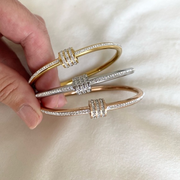 Rose Gold and Diamond Bangle Stackable Bracelet New - Picture 11 of 13